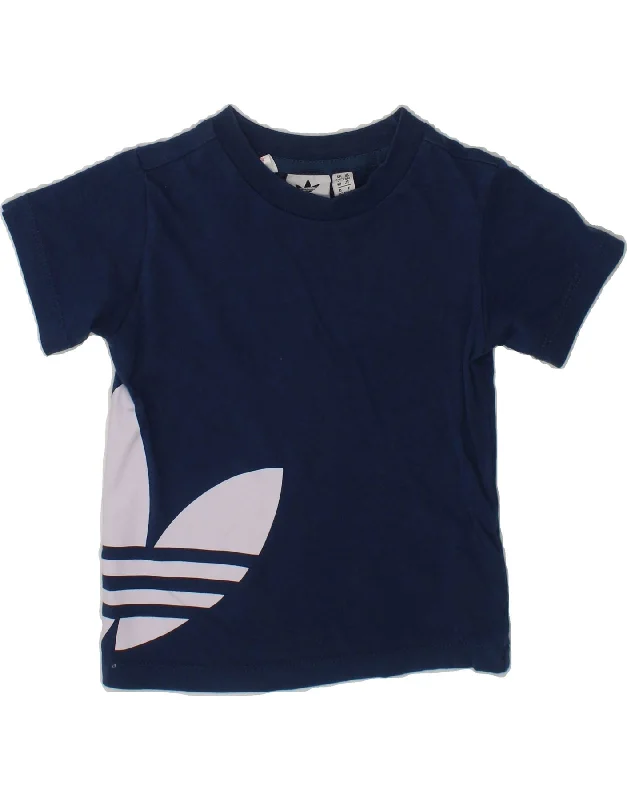 slim fit t-shirts for men -ADIDAS Baby Boys Graphic T-Shirt Top 18-24 Months Navy Blue Cotton