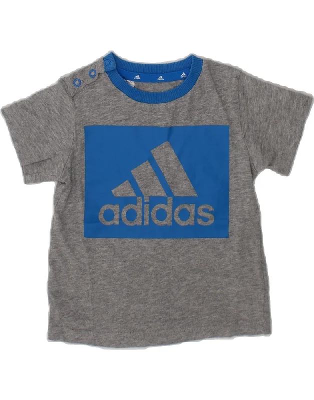 men's fitted t-shirts -ADIDAS Baby Boys Graphic T-Shirt Top 9-12 Months Grey