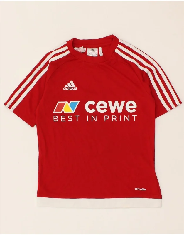 men's simple cotton t-shirts -ADIDAS Boys Climalite Graphic T-Shirt Top 9-10 Years Red Colourblock