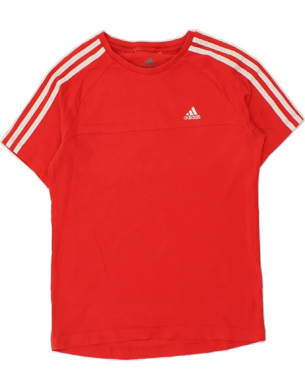 men's casual printed t-shirts -ADIDAS Boys Climalite T-Shirt Top 11-12 Years Red Cotton