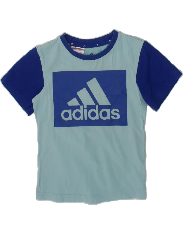 men's graphic crewneck t-shirts -ADIDAS Boys Graphic T-Shirt Top 2-3 Years Blue Cotton