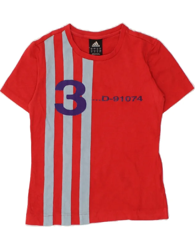 men's vintage graphic tee shirts -ADIDAS Boys Graphic T-Shirt Top 9-10 Years Red Cotton