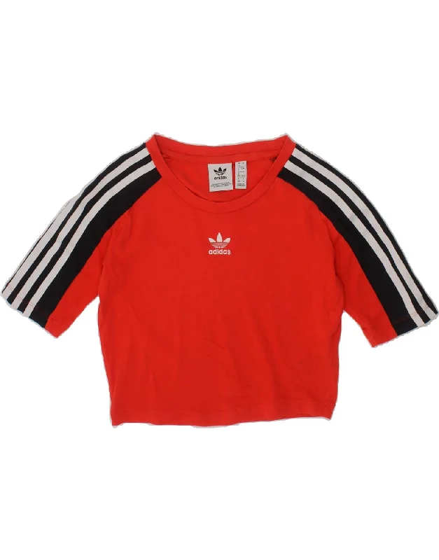 men's basic slim fit t-shirts -ADIDAS Girls Crop T-Shirt Top 13-14 Years XS Red Cotton