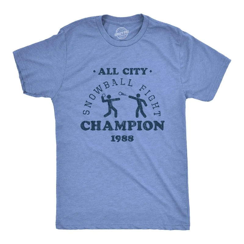 men's graphic print t-shirts -All City Snowball Fight Champion 1988 Men's T Shirt