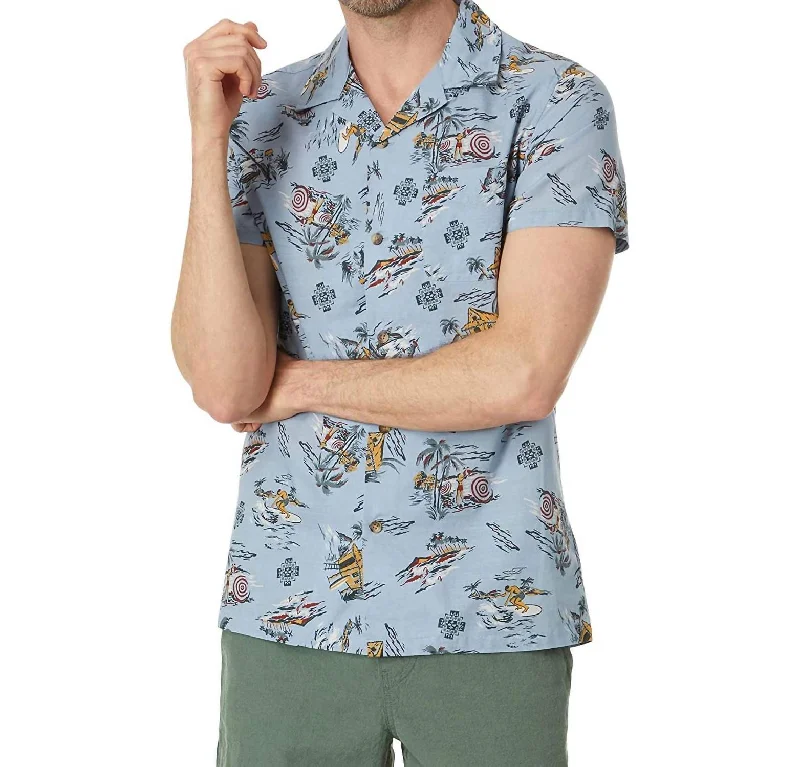 men's long-sleeve shirts for business -Aloha Shirt In Blue Palms