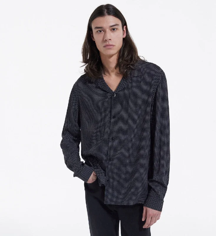 men's stylish shirts -Black Polka-dot Shirt