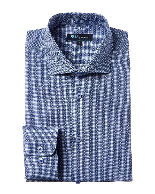 men's casual dress shirts -Blu Modern Fit Dress Shirt