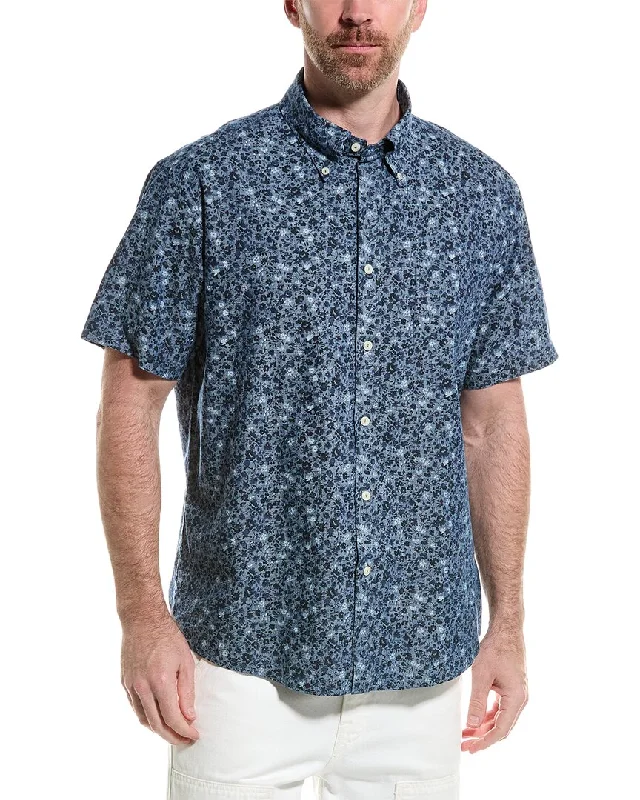 men's lightweight shirts -Brooks Brothers Chambray Floral Regular Linen-Blend Shirt