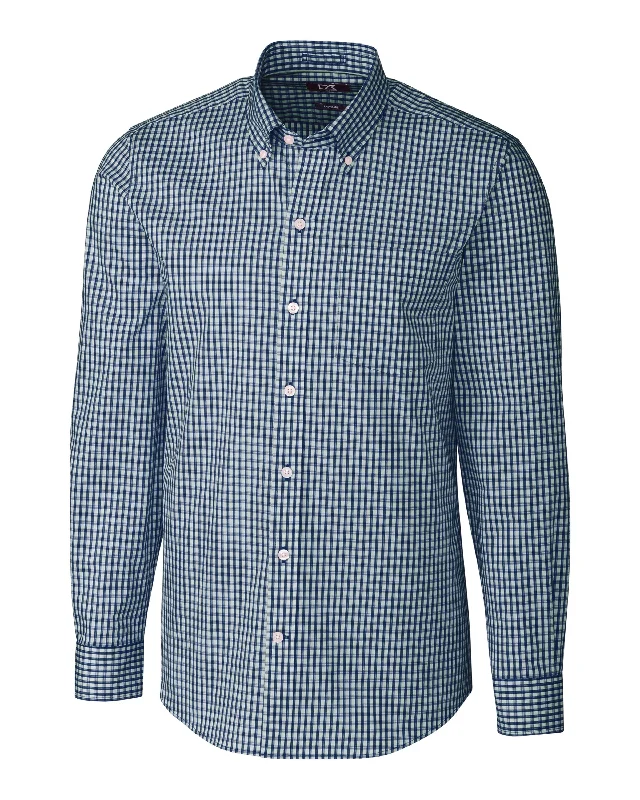 men's patterned dress shirts -Cutter & Buck Men's L/S Tailored Fit Stretch Gingham Shirt