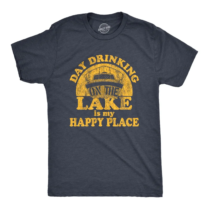 men's printed t-shirts -Day Drinking On The Lake Is My Happy Place Men's T Shirt