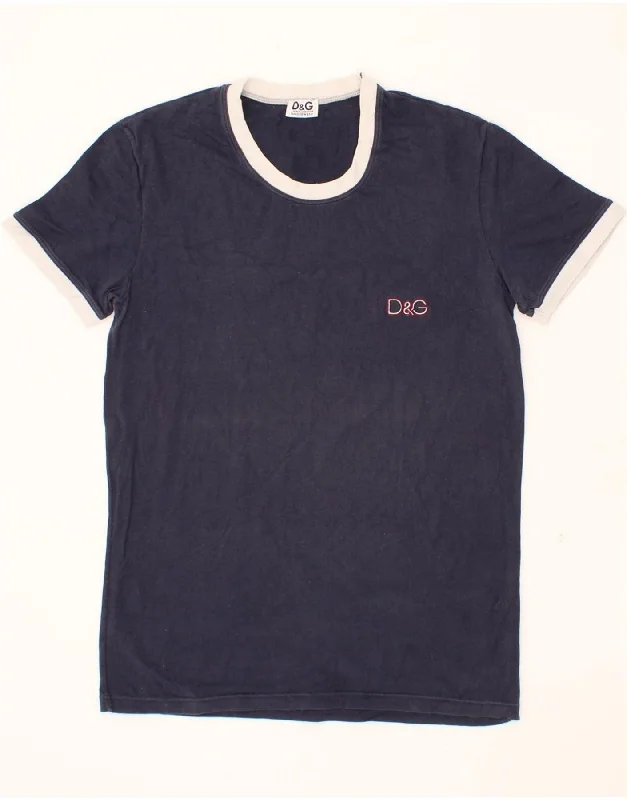 men's oversized t-shirts -DOLCE & GABBANA Boys T-Shirt Top 15-16 Years Large Navy Blue Cotton