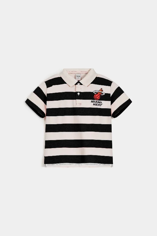 men's casual wear t-shirts -Printed Striped Polo T-Shirt