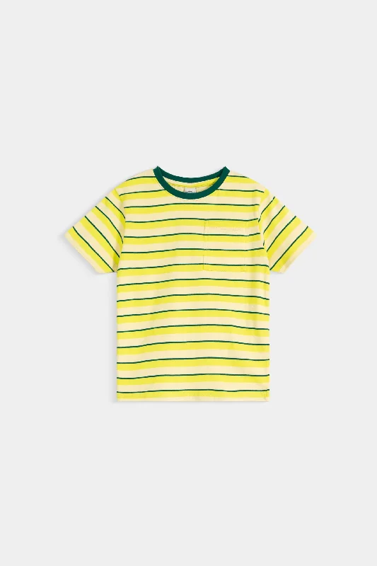 men's fashion t-shirts -Striped T-Shirt With Collar Tipping