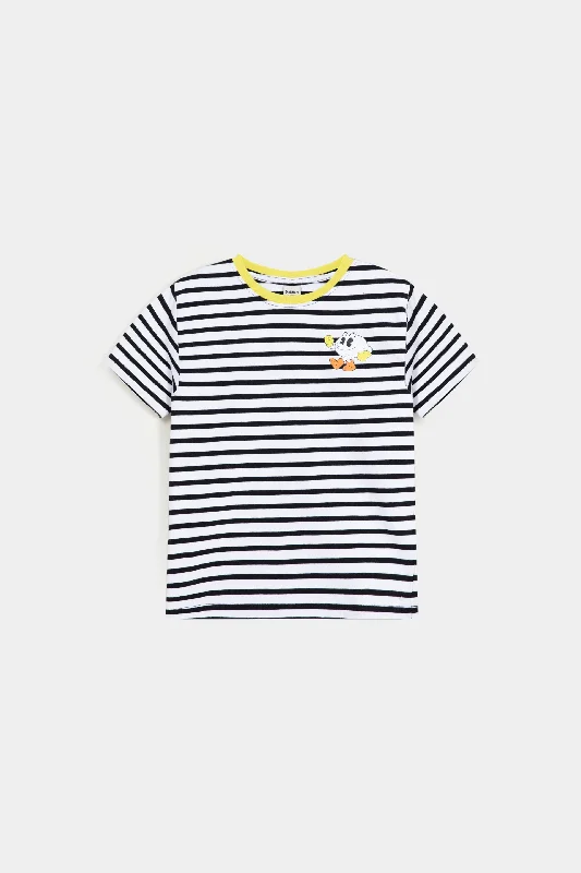 men's soft jersey t-shirts -Ringer Striped T-Shirt With