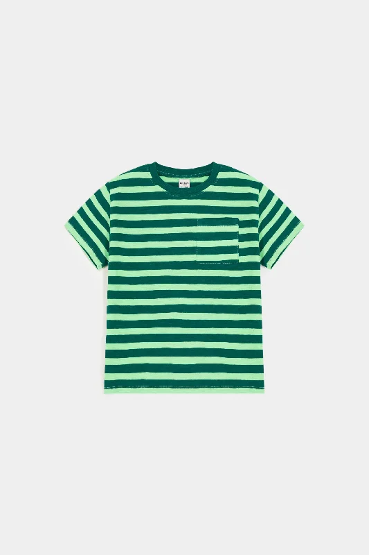 men's comfortable casual t-shirts -Striped T-Shirt With Patch Pocket