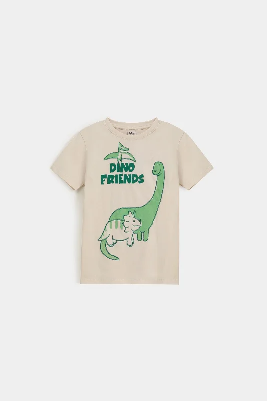 printed cotton t-shirts -Dino Friends Graphic T-Shirt