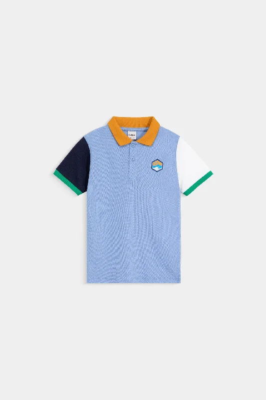 men's fitted t-shirts -Color Block Polo T-Shirt