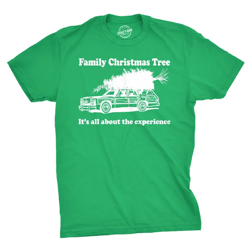 men's trendy casual tees -Family Christmas Tree Men's T Shirt