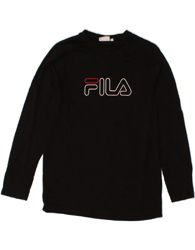 men's colorful graphic t-shirts -FILA Boys Graphic Top Long Sleeve 13-14 Years Black