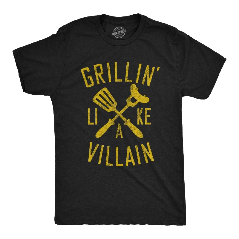 men's stylish printed tees -Grillin Like A Villain Men's T Shirt