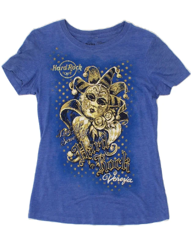 men's stylish printed tees -HARD ROCK CAFE Girls Venezia Graphic T-Shirt Top 8-9 Years Medium Blue