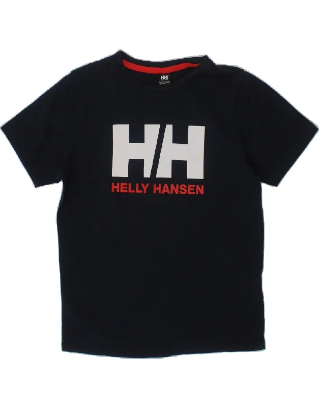 men's vintage graphic tee shirts -HELLY HANSEN Boys Graphic T-Shirt Top 9-10 Years Navy Blue Cotton