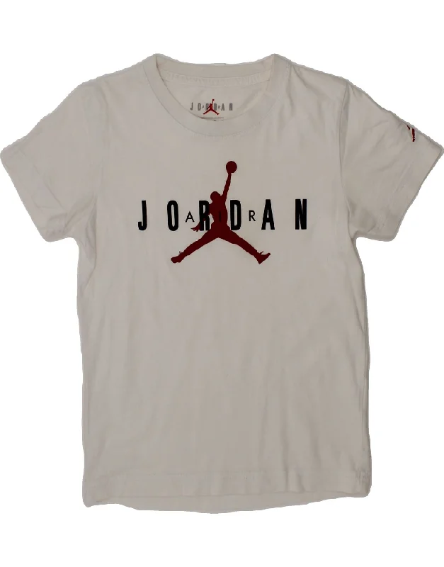 men's simple cotton t-shirts -JORDAN Boys Graphic T-Shirt Top 5-6 Years Medium White Cotton