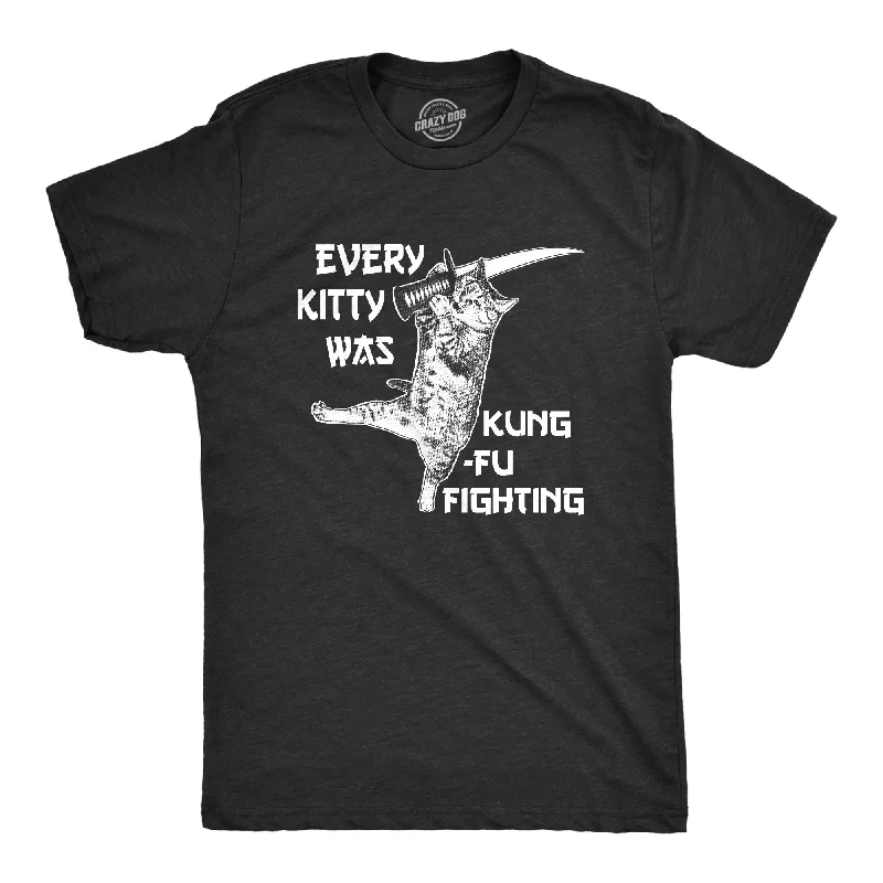 men's graphic logo t-shirts -Every Kitty Was Kung Fu Fighting Men's T Shirt