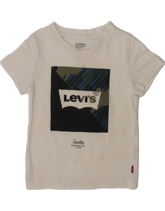 men's minimalistic t-shirts -LEVI'S Baby Boys Graphic T-Shirt Top 12-18 Months White Cotton