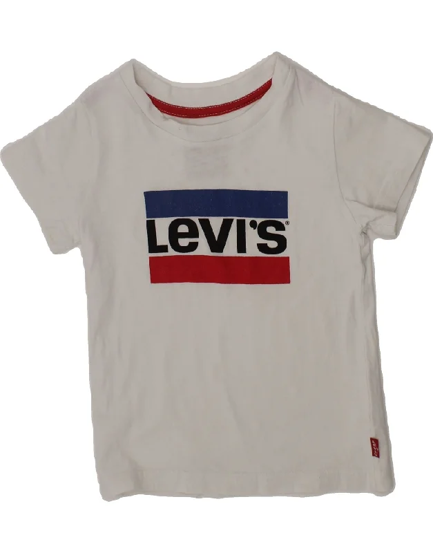 men's trendy graphic tees -LEVI'S Boys Graphic T-Shirt Top 3-4 Years White Cotton