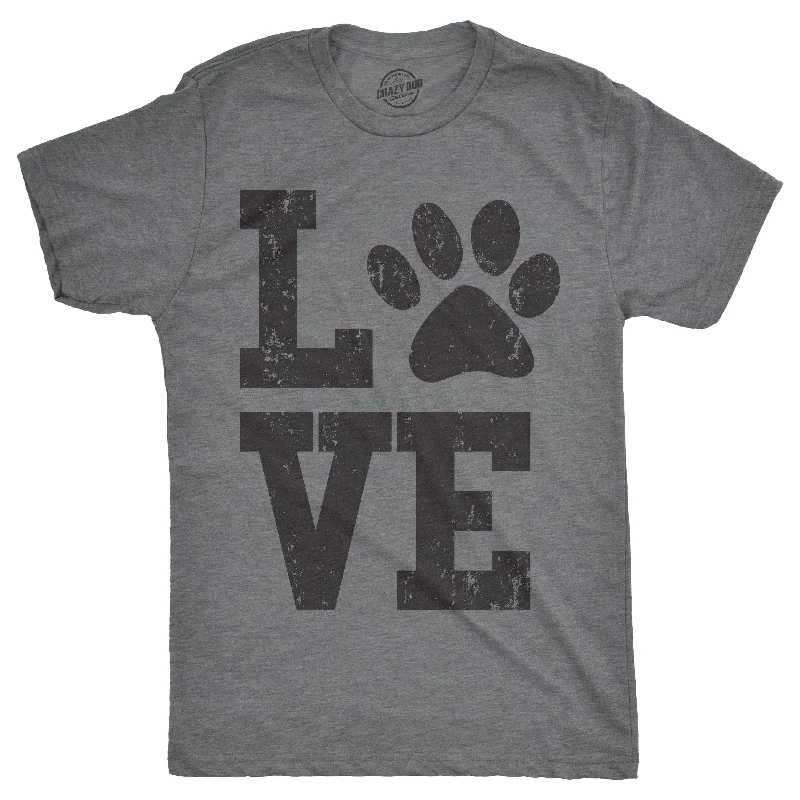 men's casual printed t-shirts -Love Paw Men's T Shirt