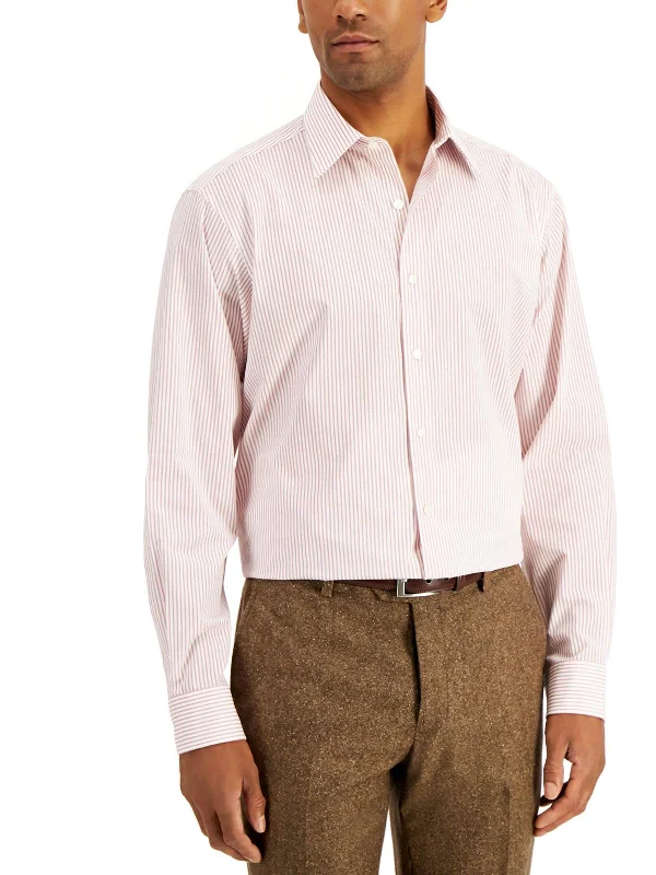 men's cotton-blend shirts -Mens Collared Striped Dress Shirt