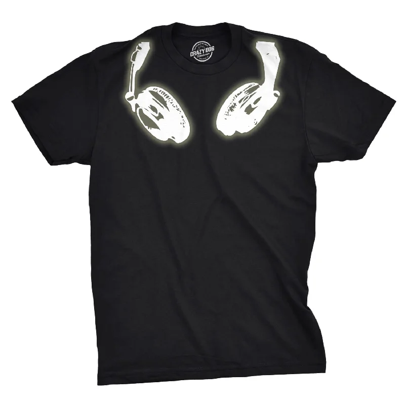 men's graphic logo t-shirts -Glow In the Dark Headphones Men's T Shirt