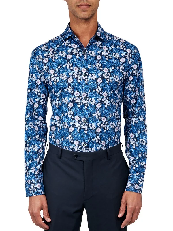 men's fashionable shirts for work -Mens Paisley Long Sleeve Button-Down Shirt