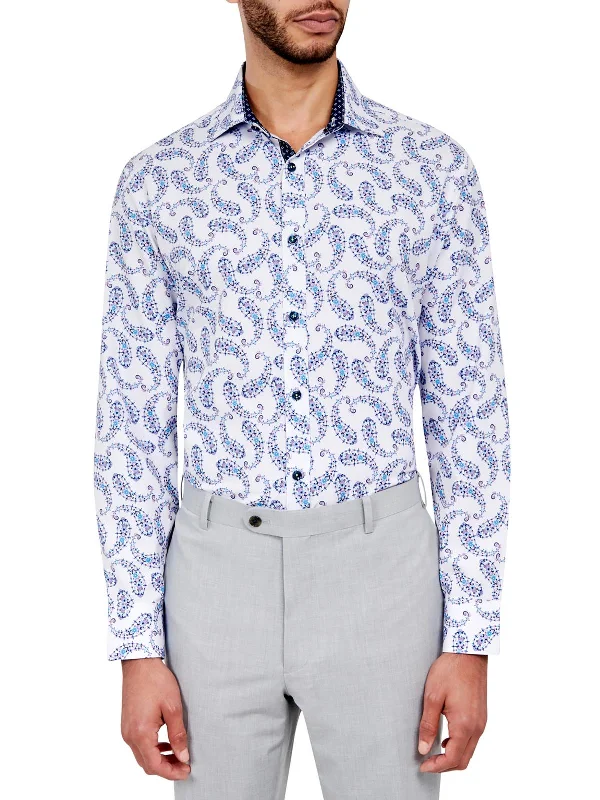 men's formal dress shirts -Mens Paisley Long Sleeve Button-Down Shirt