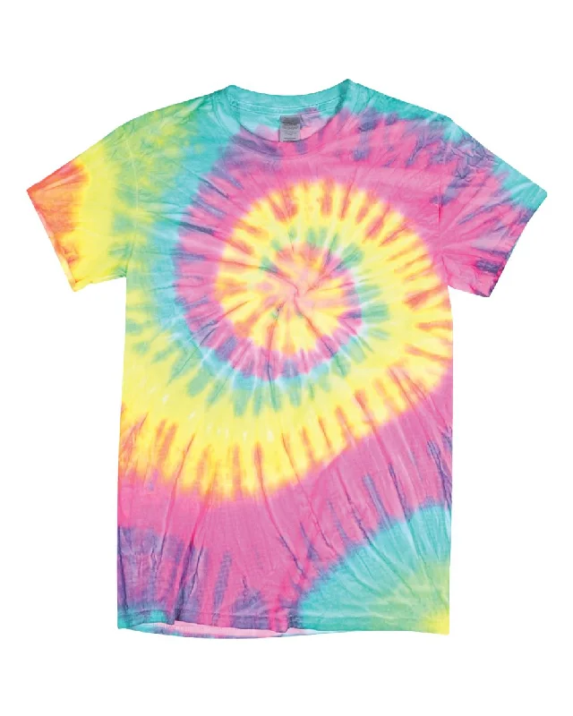 men's crewneck t-shirts -Multi-Color Spiral Tie-Dyed T-Shirt