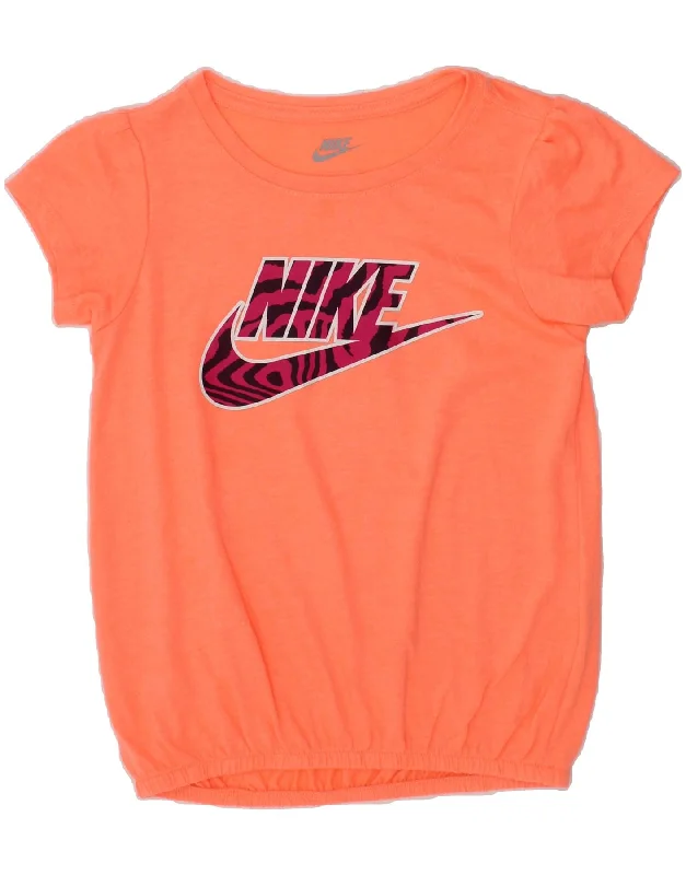 men's fun print t-shirts -NIKE Girls Graphic T-Shirt Top 6-7 Years Orange