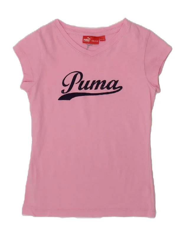 men's colorful graphic t-shirts -PUMA Girls Graphic T-Shirt Top 5-6 Years Pink Cotton