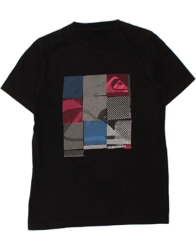 men's stylish polo t-shirts -QUIKSILVER Boys Graphic T-Shirt Top 11-12 Years Black Cotton