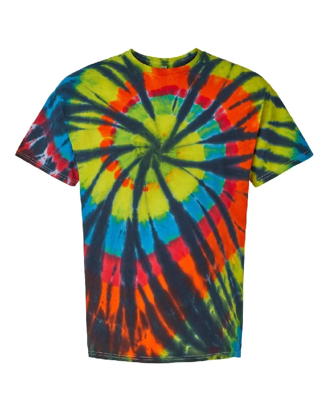 men's modern fit t-shirts -Rainbow Cut-Spiral Tie-Dyed T-Shirt