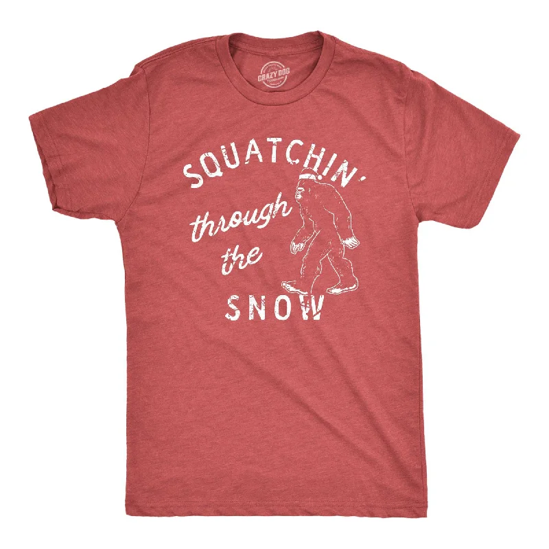 men's short-sleeve slim fit t-shirts -Squatchin Through The Snow Men's T Shirt