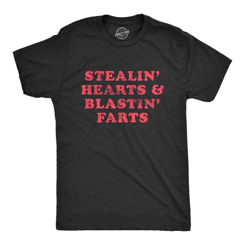 printed cotton t-shirts -Stealin' Hearts And Blastin' Farts Men's T Shirt