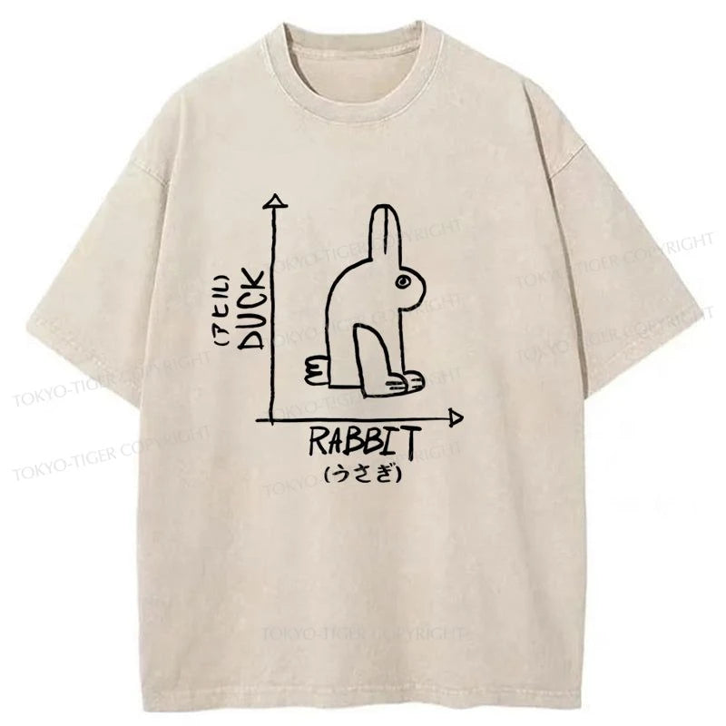 men's soft jersey t-shirts -Tokyo-Tiger A Rabbit And A Duck Washed T-Shirt