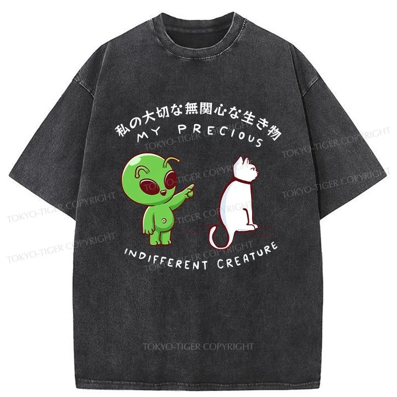 men's printed t-shirts -Tokyo-Tiger Alien With Indifferent Animal Washed T-Shirt