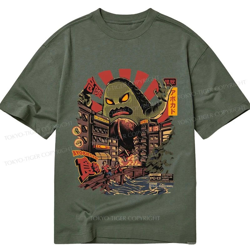 men's t-shirts for layering -Tokyo-Tiger Avocado Kaiju Japanese Classic T-Shirt