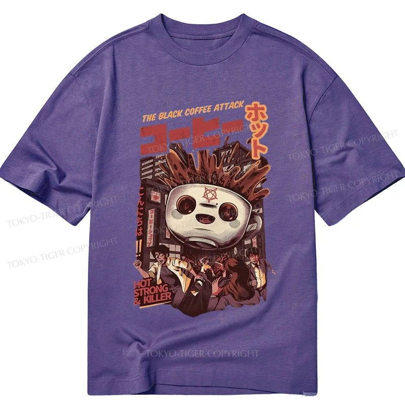 men's soft cotton t-shirts -Tokyo-Tiger Black Coffee Kaiju Attack Classic T-Shirt