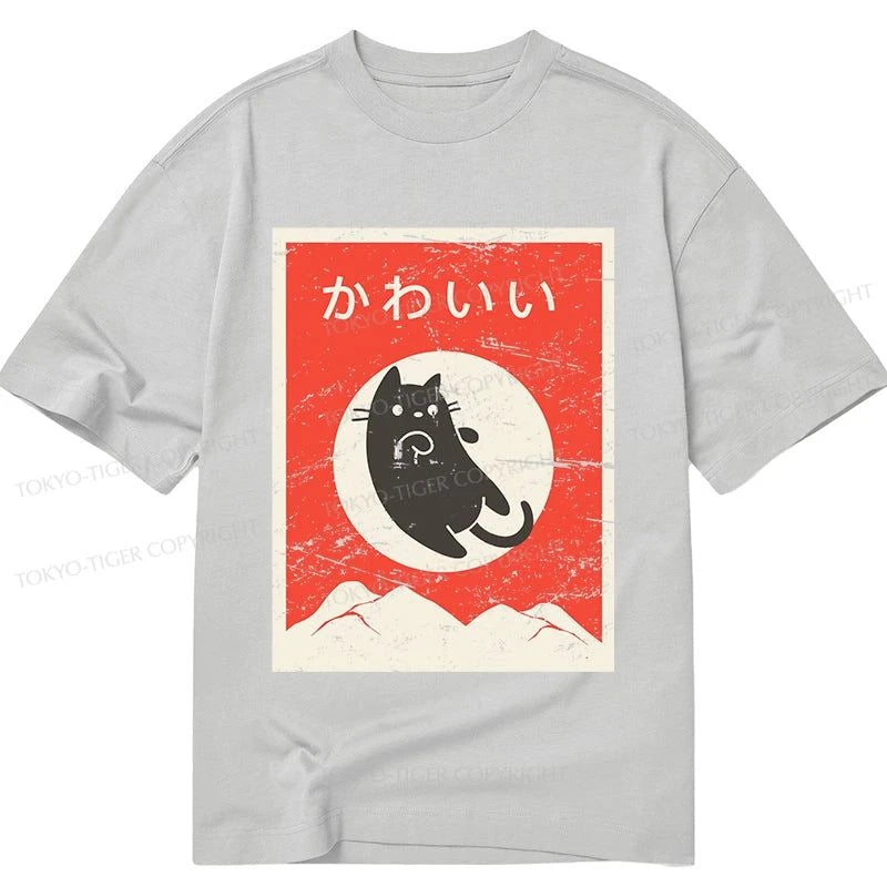 men's printed casual t-shirts -Tokyo-Tiger Cute Black Cat Japanese Classic T-Shirt