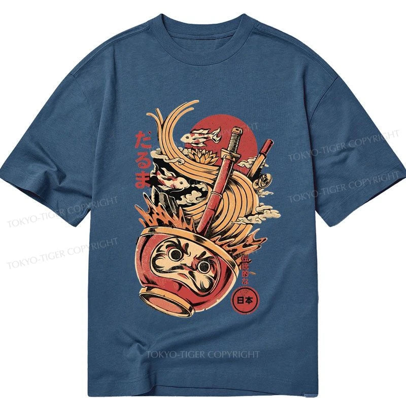 trendy graphic tees for men -Tokyo-Tiger Daruma Ramen Japanese Art Classic T-Shirt