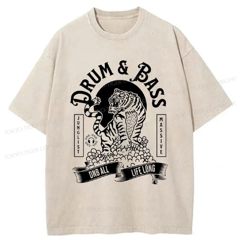 trendy t-shirts for men -Tokyo-Tiger Drum & Bass Tiger Washed T-Shirt