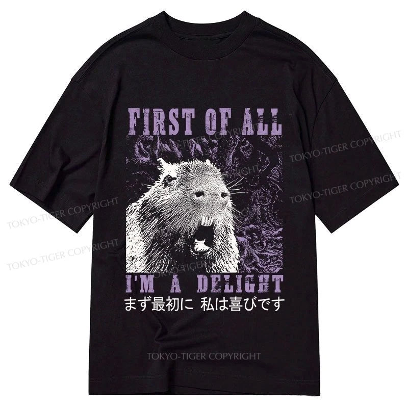 trendy graphic tees for men -Tokyo-Tiger First Of All I'm A Delight Classic T-Shirt